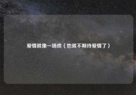 爱情就像一场戏（也就不期待爱情了）