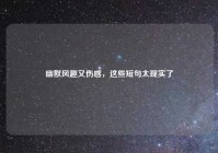 幽默风趣又伤感，这些短句太现实了