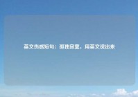 英文伤感短句：孤独寂寞，用英文说出来