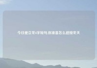 今日是立冬8字短句,你准备怎么迎接冬天