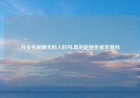 开小号来聊天的人好吗,真的能避免被发现吗