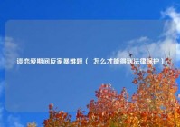 谈恋爱期间反家暴难题（  怎么才能得到法律保护）