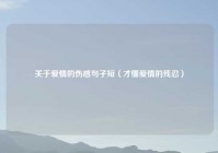 关于爱情的伤感句子短（才懂爱情的残忍）