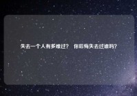 失去一个人有多难过？  你后悔失去过谁吗？