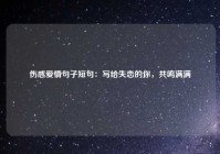 伤感爱情句子短句：写给失恋的你，共鸣满满