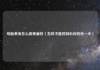 母胎单身怎么脱单最好（怎样才能找到心仪的另一半）