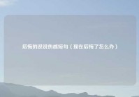 后悔的说说伤感短句（现在后悔了怎么办）