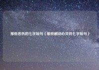 那些悲伤的七字短句（那些触动心灵的七字短句）
