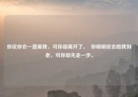 你说你会一直爱我，可你却离开了。  你明明说会陪我到老，可你却先走一步。