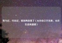 努力过，付出过，就别再自责了（允许自己不完美，允许生活有遗憾）
