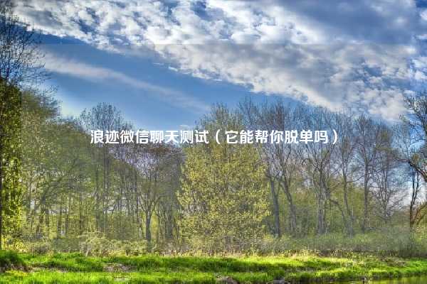 浪迹微信聊天测试（它能帮你脱单吗）