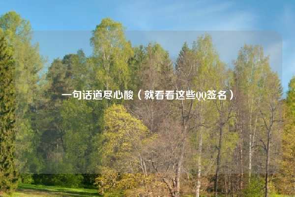 一句话道尽心酸（就看看这些QQ签名）