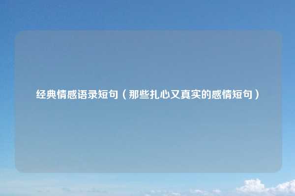 经典情感语录短句（那些扎心又真实的感情短句）