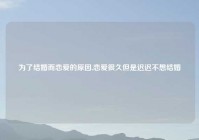 为了结婚而恋爱的原因,恋爱很久但是迟迟不想结婚