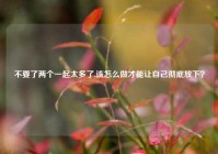 不要了两个一起太多了,该怎么做才能让自己彻底放下？