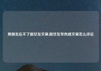 男朋友忘不了前女友文案,前女友发伤感文案怎么评论