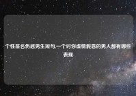 个性签名伤感男生短句,一个对你虚情假意的男人都有哪些表现