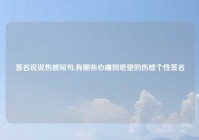 签名说说伤感短句,有哪些心痛到绝望的伤感个性签名