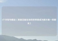 8个字短句情话（我是否能在你的世界里成为那片唯一的阳光）