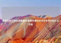 男朋友给女朋友读雨霖铃,雨霖铃里的念字在全词中起什么作用