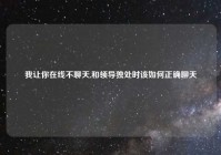 我让你在线不聊天,和领导独处时该如何正确聊天