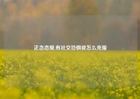 正念恋爱,有社交恐惧症怎么克服