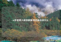 60岁老男人微信聊骚,网恋最忌讳什么