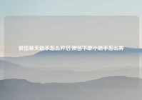 微信聊天助手怎么开启,微信下单小助手怎么弄