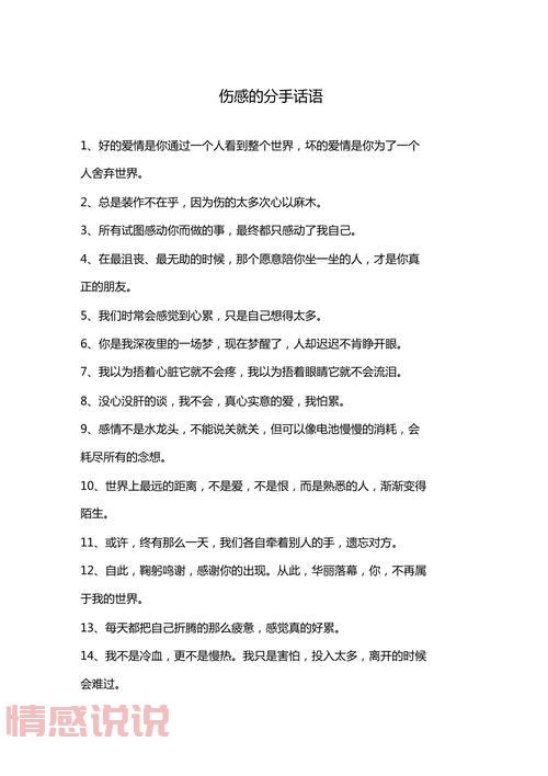 分手时的情感说说:那些无法抹去的伤痛与遗憾