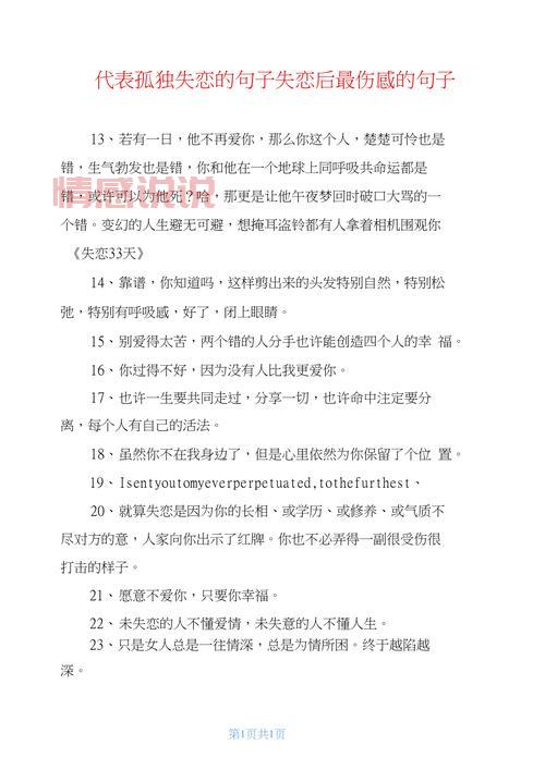 情感说说简短伤感的语句,感受孤独与失落的痛
