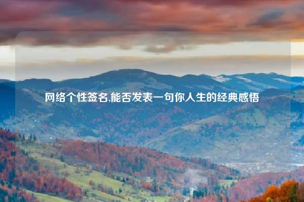 网络个性签名,能否发表一句你人生的经典感悟