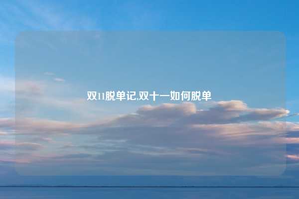 双11脱单记,双十一如何脱单