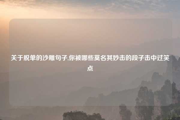 关于脱单的沙雕句子,你被哪些莫名其妙击的段子击中过笑点