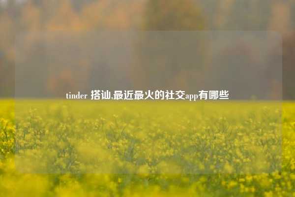 tinder 搭讪,最近最火的社交app有哪些