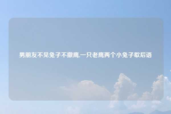 男朋友不见兔子不撒鹰,一只老鹰两个小兔子歇后语