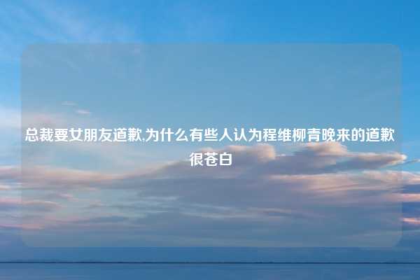 总裁要女朋友道歉,为什么有些人认为程维柳青晚来的道歉很苍白