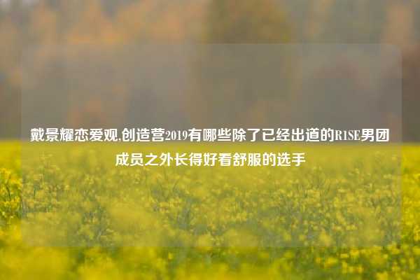 戴景耀恋爱观,创造营2019有哪些除了已经出道的R1SE男团成员之外长得好看舒服的选手