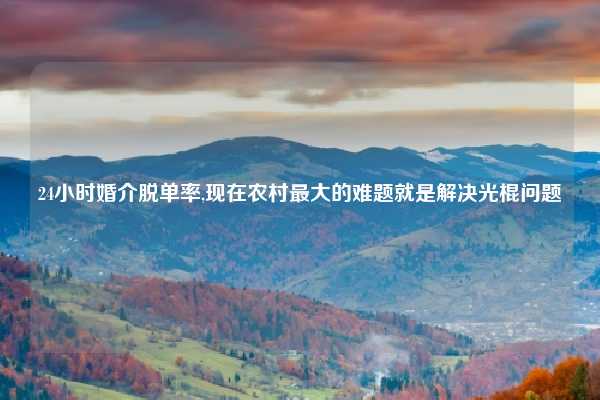 24小时婚介脱单率,现在农村最大的难题就是解决光棍问题