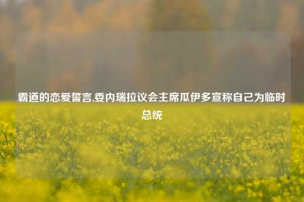 霸道的恋爱誓言,委内瑞拉议会主席瓜伊多宣称自己为临时总统