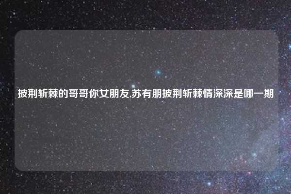 披荆斩棘的哥哥你女朋友,苏有朋披荆斩棘情深深是哪一期