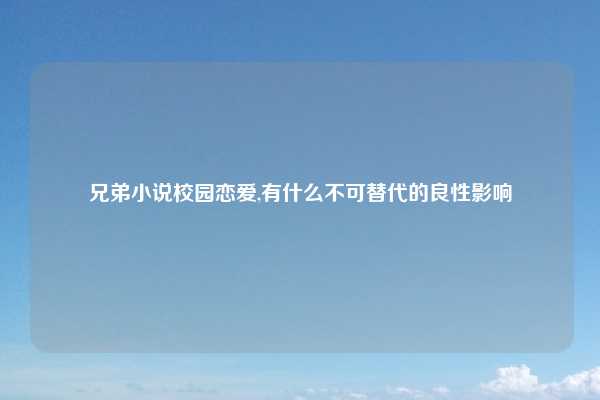 兄弟小说校园恋爱,有什么不可替代的良性影响