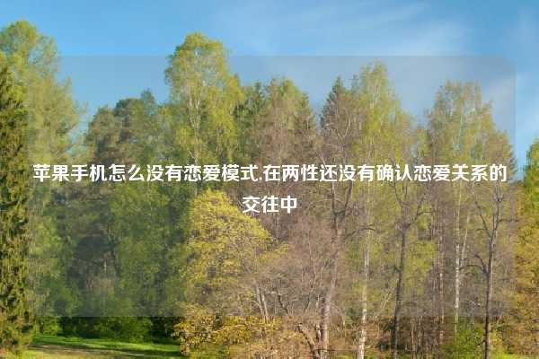 苹果手机怎么没有恋爱模式,在两性还没有确认恋爱关系的交往中