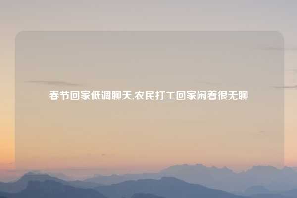 春节回家低调聊天,农民打工回家闲着很无聊