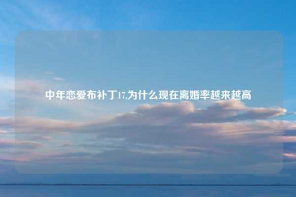 中年恋爱布补丁17,为什么现在离婚率越来越高