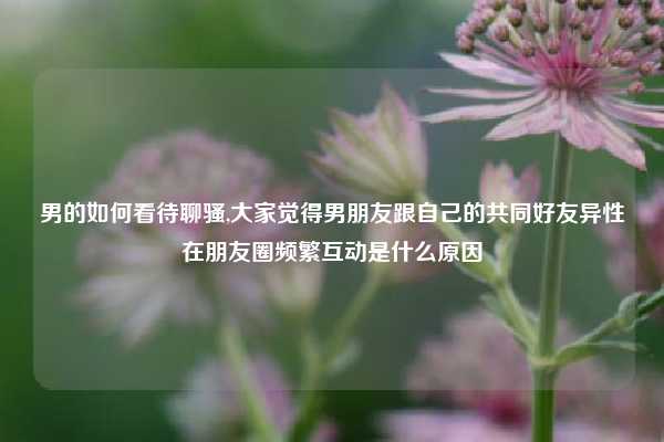 男的如何看待聊骚,大家觉得男朋友跟自己的共同好友异性在朋友圈频繁互动是什么原因