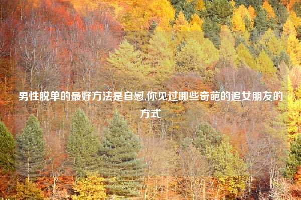男性脱单的最好方法是自慰,你见过哪些奇葩的追女朋友的方式