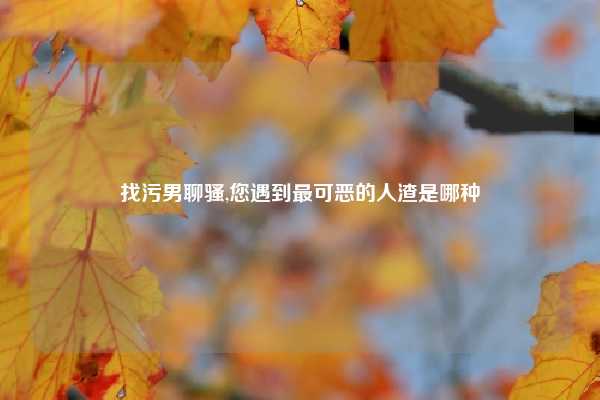 找污男聊骚,您遇到最可恶的人渣是哪种