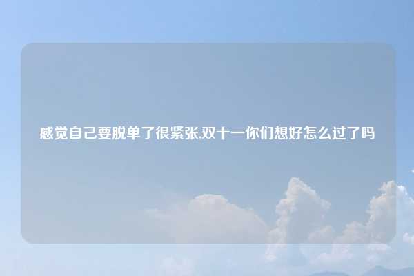 感觉自己要脱单了很紧张,双十一你们想好怎么过了吗