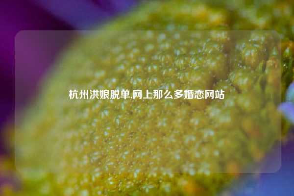 杭州洪娘脱单,网上那么多婚恋网站