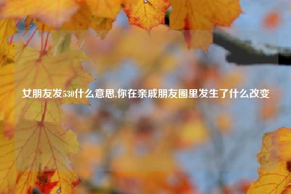 女朋友发530什么意思,你在亲戚朋友圈里发生了什么改变